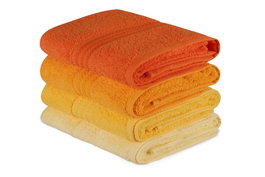 Mijölnir Juego de Toallas de Mano 100% Algodón 500 gr/m² Amarillo Claro, Amarillo, Naranja Pálido y Naranja (4 Piezas)
